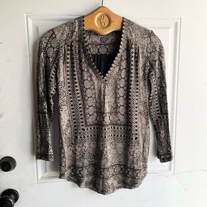 Lucky brand boho printed vneck tunic top blouse